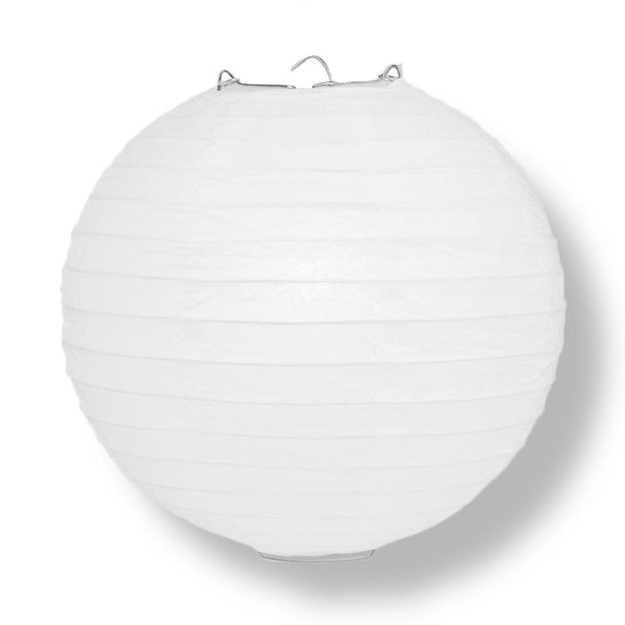 50-Pack 24 Inch White Parallel Ribbing Round Paper Lantern - Luna Bazaar | Boho & Vintage Style Decor