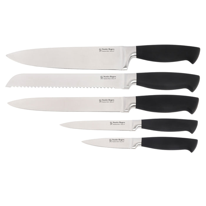 6 Piece New Black Oval Knife Block Set