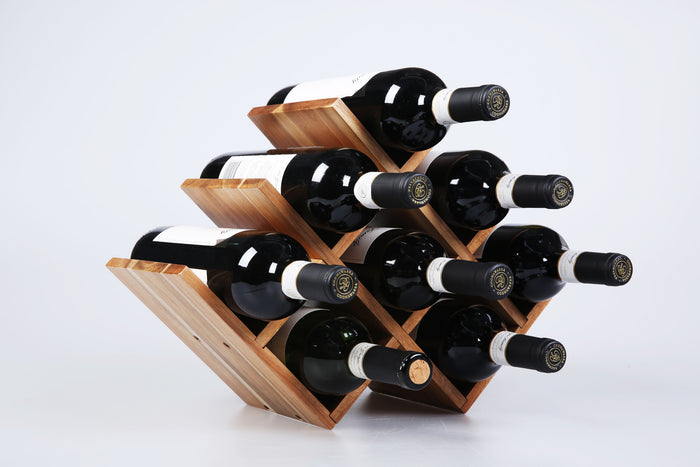 8 Bottle Acacia Wood Wine Rack