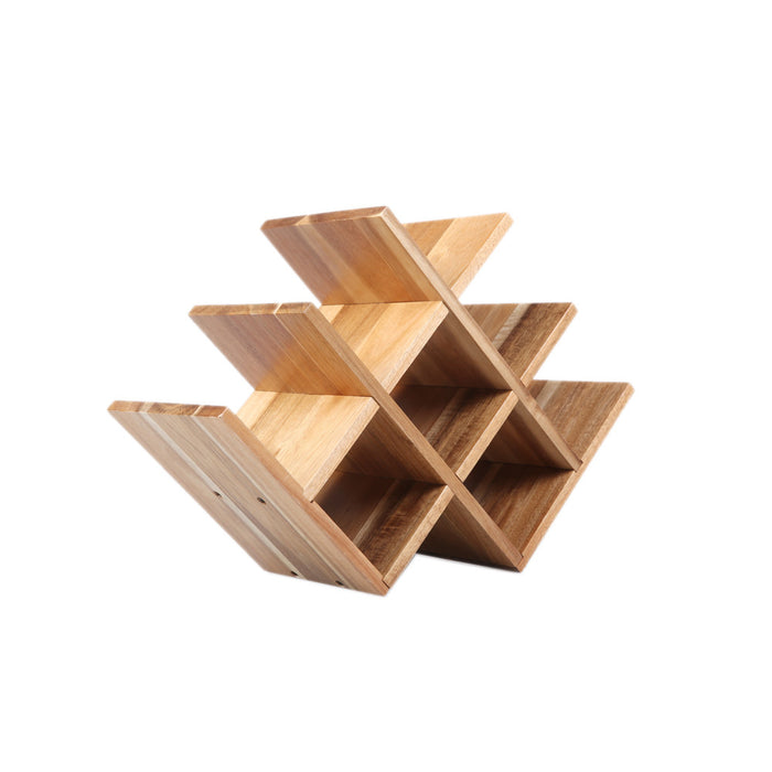 8 Bottle Acacia Wood Wine Rack