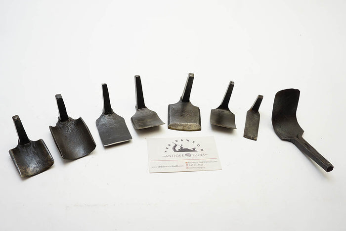 9 VERY UNUSUAL LARGE SPOON / BOWL CARVING CHISELS / ADZE