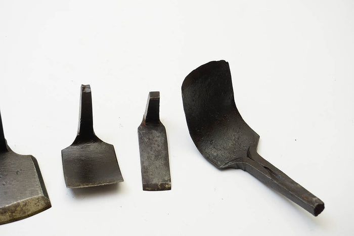 9 VERY UNUSUAL LARGE SPOON / BOWL CARVING CHISELS / ADZE