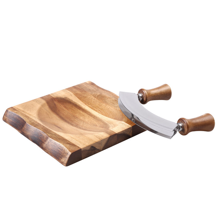 Acacia Cutting Board & Herb Chopper