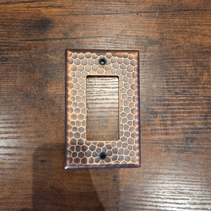 Aged Bronze Hammered Single Rocker Switch Plate