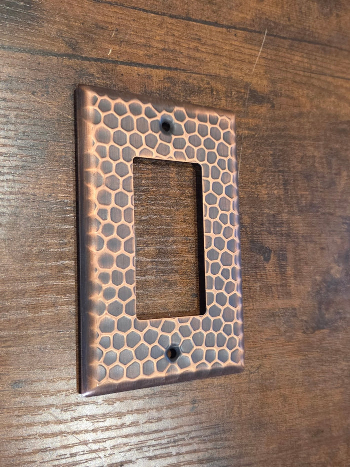 Aged Bronze Hammered Single Rocker Switch Plate