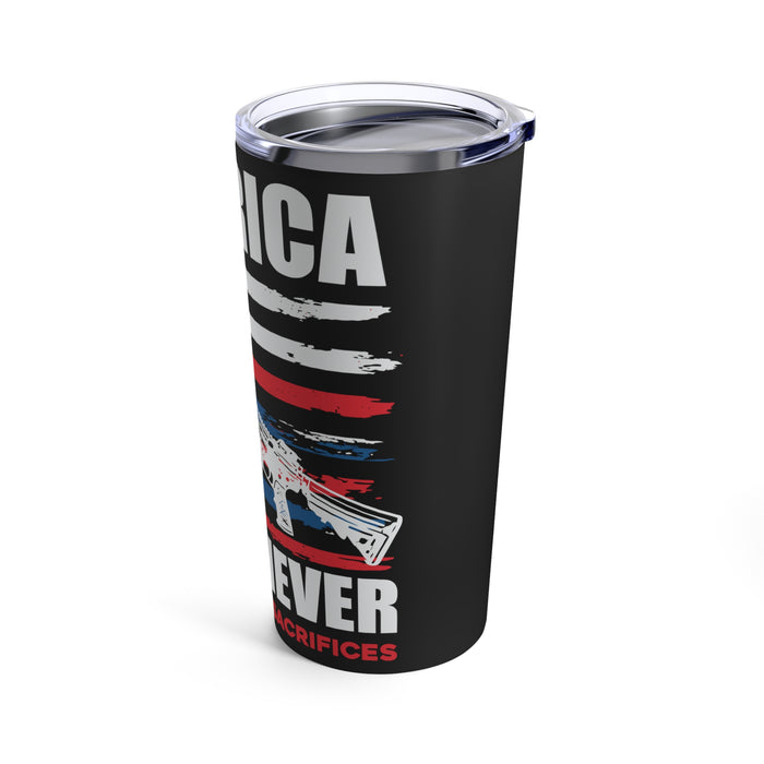 America Must Never Forget 20oz Military Design Tumbler - Black Background
