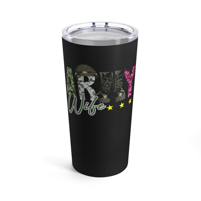Army Wife 20oz Military Design Tumbler - Black Background