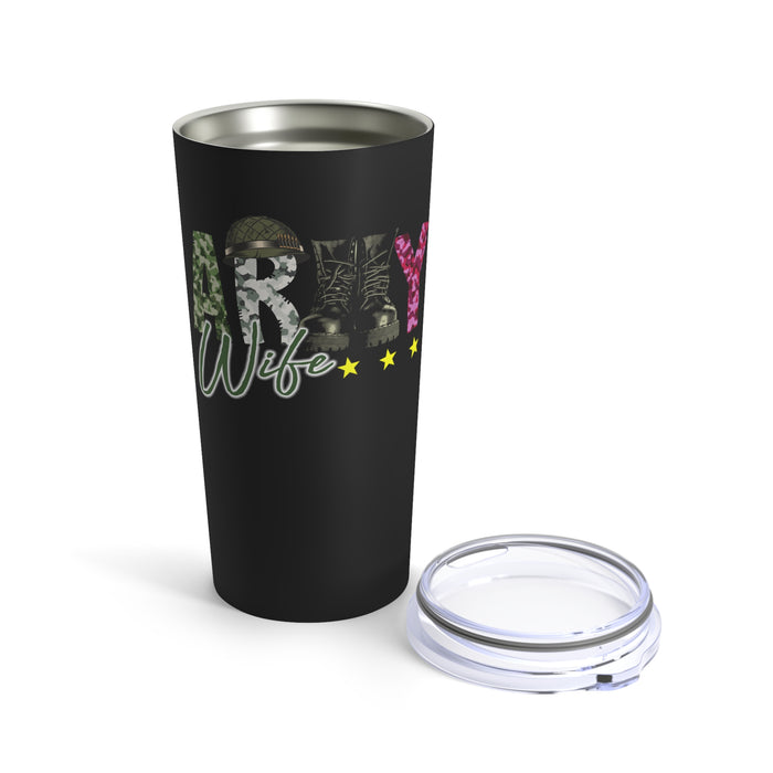 Army Wife 20oz Military Design Tumbler - Black Background