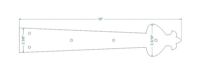 Art Nueveau Iron Garage Door Dummy Hinge Strap - Old West Iron