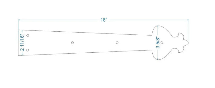 Art Nueveau Iron Garage Door Dummy Hinge Strap - Old West Iron