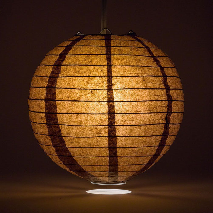 30" Brown Jumbo Round Paper Lantern, Even Ribbing, Chinese Hanging Wedding & Party Decoration - PaperLanternStore.com - Paper Lanterns, Decor, Party Lights & More