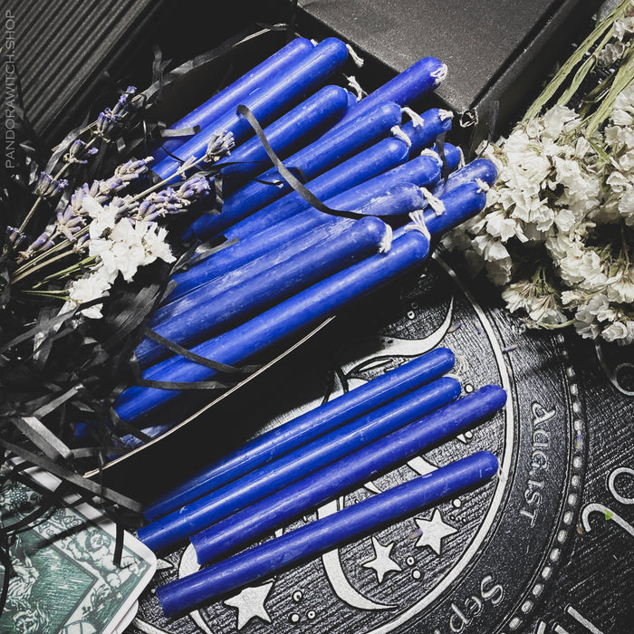 Blue beeswax candles - Set 25