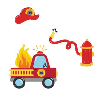 White Toy Box Bench - Fire Truck