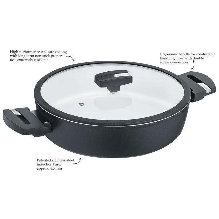 B.Nature 28cm Aluminium Saute Pan with Lid