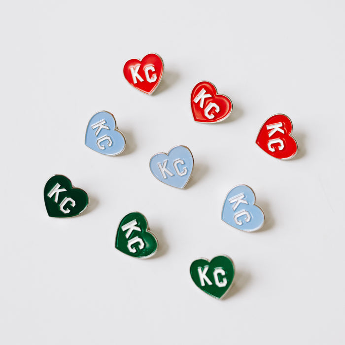 Charlie Hustle KC Heart Enamel Pin: Light Blue
