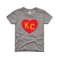 Charlie Hustle KC Heart Kids Tee - Grey, Red & Yellow