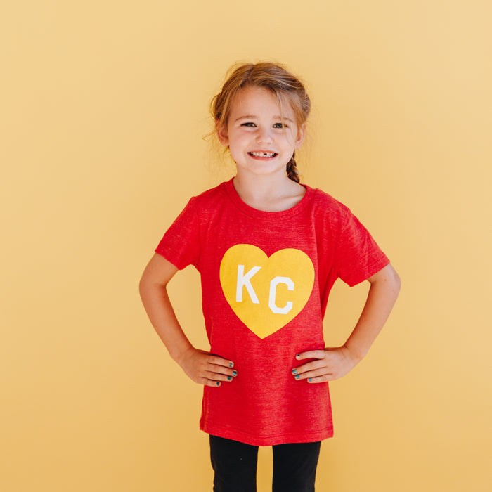 Charlie Hustle KC Heart Kids Tee - Red