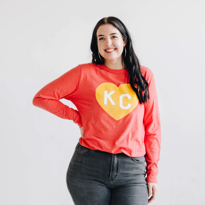 Charlie Hustle KC Heart Long Sleeve Tee - Red