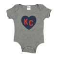 Charlie Hustle KC Heart Onesie - Grey & Navy