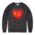 Charlie Hustle KC Heart Sweatshirt: Charcoal, Red & Yellow