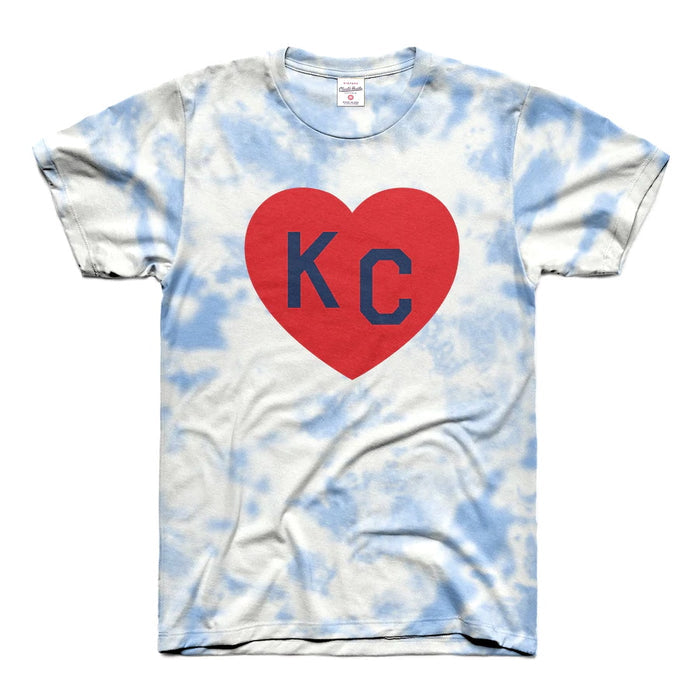 Charlie Hustle KC Heart Tee - Red Heart Blue Tie-Dye