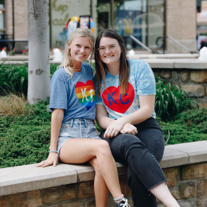 Charlie Hustle KC Heart Tee - Red Heart Blue Tie-Dye