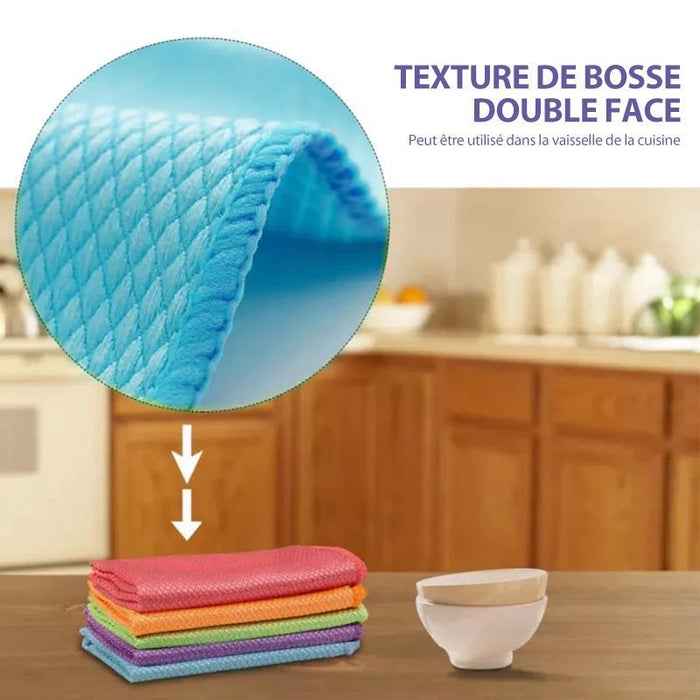 Chiffon de Nettoyage en Microfibre de Texture en Écailles de Poisson, 5 PCs ciaovie