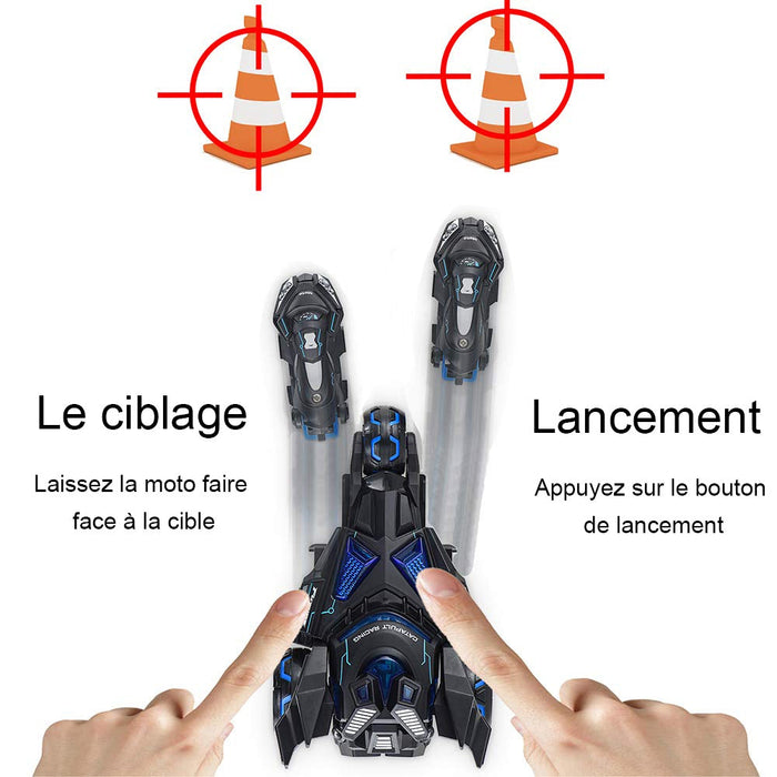 Ciaovie™ 3 en 1 Alliage Catapulte Jouet Voiture avec Deux Motos ciaovie