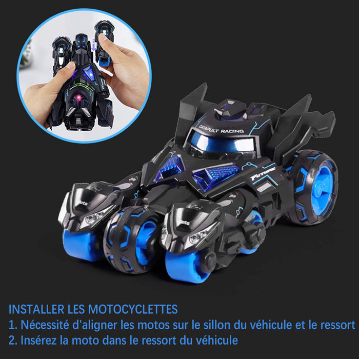 Ciaovie™ 3 en 1 Alliage Catapulte Jouet Voiture avec Deux Motos ciaovie