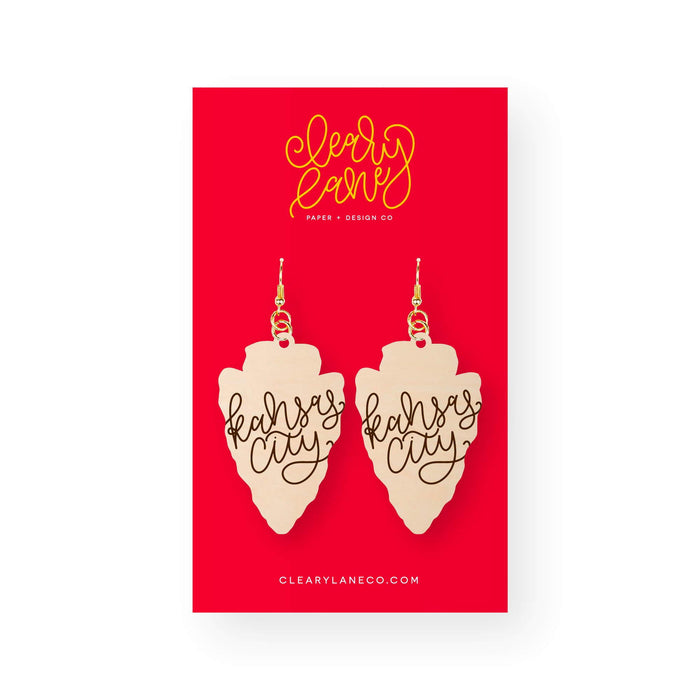 Cleary Lane Kansas City Script Arrowhead Dangle Earrings
