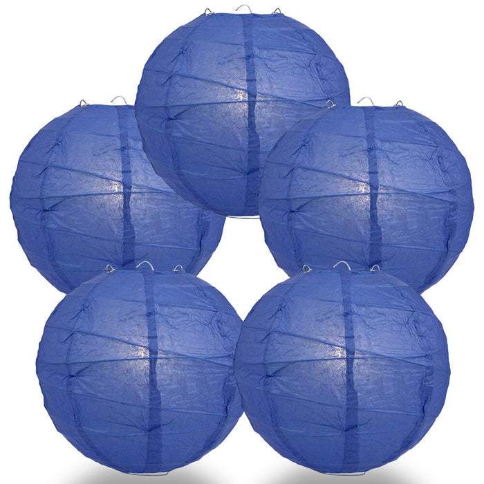 5-Pack 24 Inch Astra Blue / Very Periwinkle Free-Style Ribbing Round Paper Lantern - Luna Bazaar | Boho & Vintage Style Decor