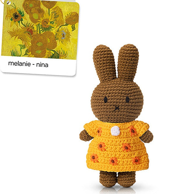 Copy of Crocheted Melanie in Van Gogh Inspired Almond Blossom Dress with Drape