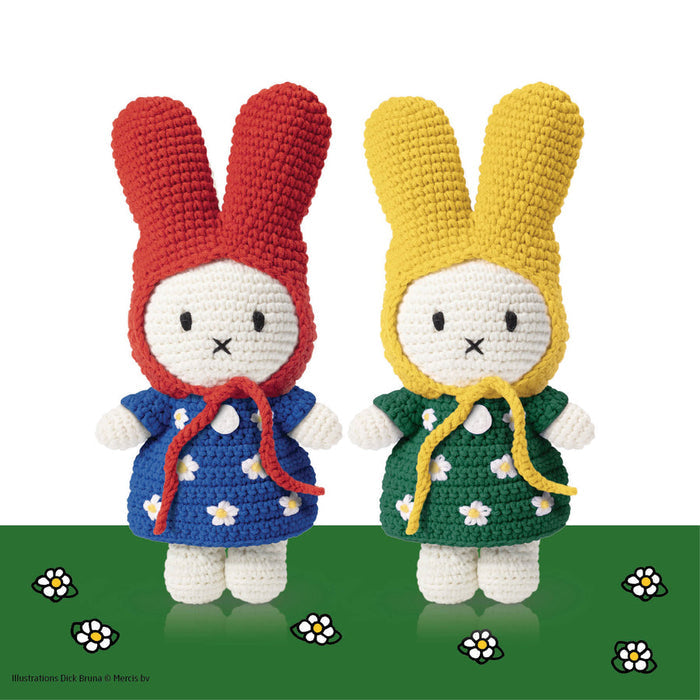 Crocheted Miffy Little Flower Dress with Green with Yellow Hat