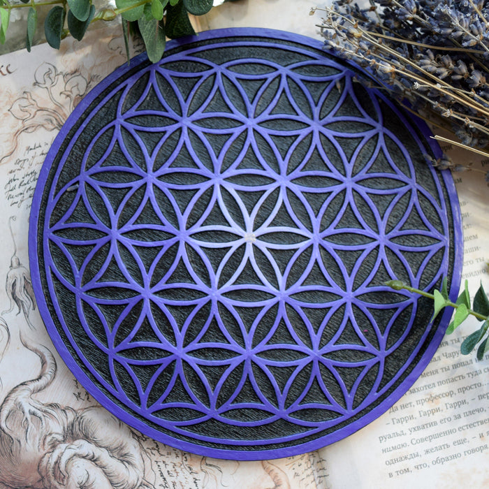 Crystal Grid Flower Of Life, Flower Pythagoras - Black\Purple