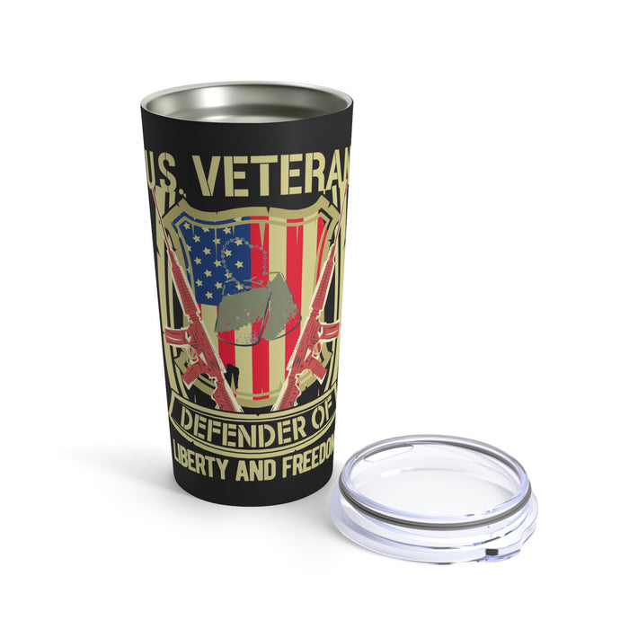 Defender of Liberty: 20oz Military Design Tumbler - Celebrate the U.S. Veteran Spirit!