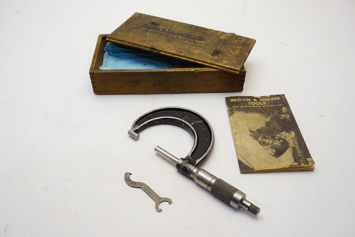 EARLY BROWN & SHARPE NO. 61 RS MICROMETER + B&S TOOL PAMPHLET