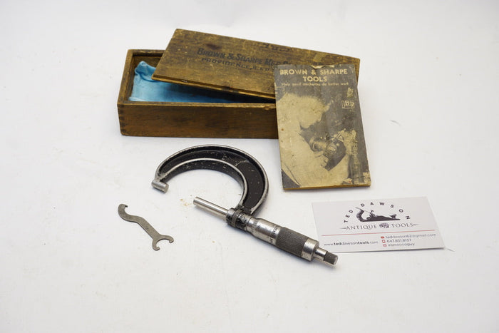EARLY BROWN & SHARPE NO. 61 RS MICROMETER + B&S TOOL PAMPHLET