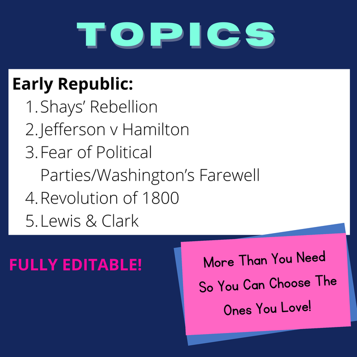 Early Republic Mini-Inquiry Activities