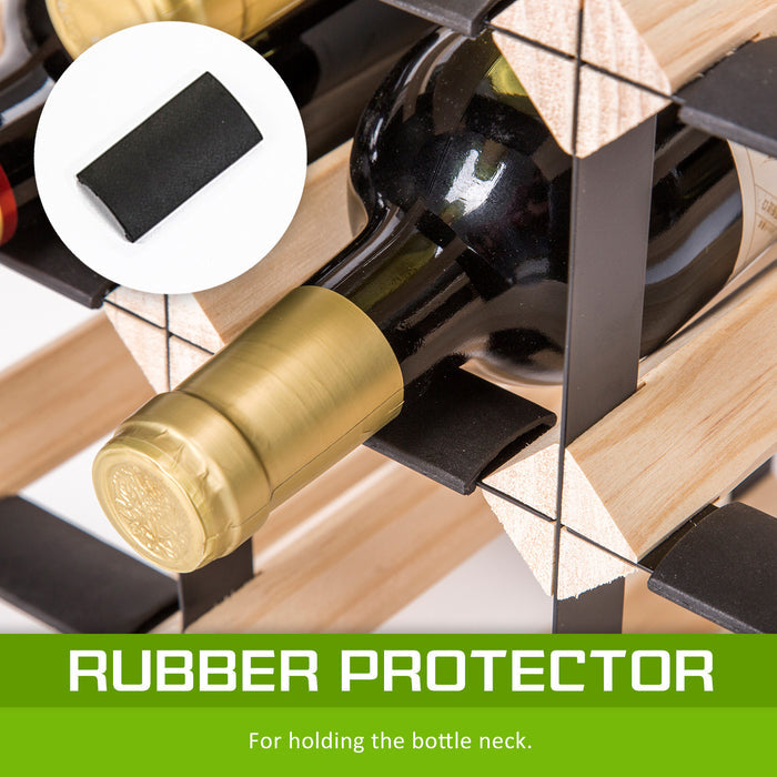 Emperio 20 Bottle Steel & Pine Wood Wine Rack