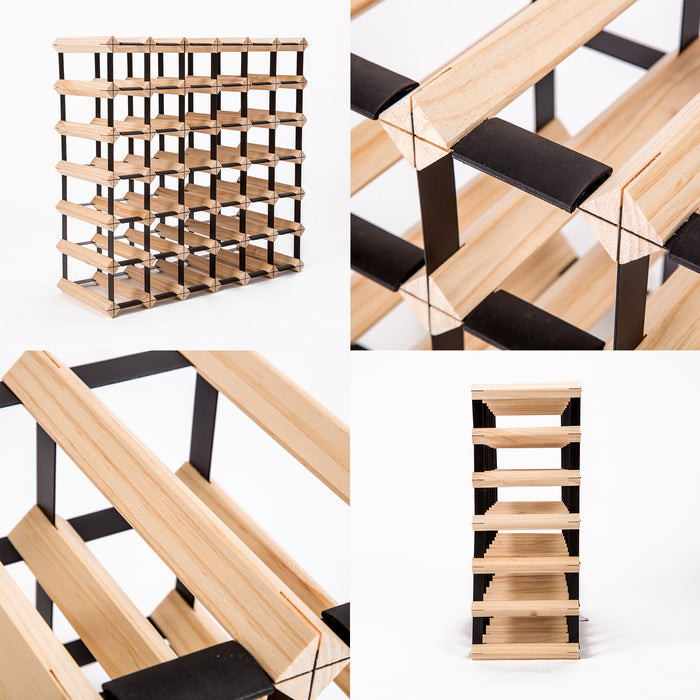Emperio 42 Bottle Steel & Pine Wood Wine Rack