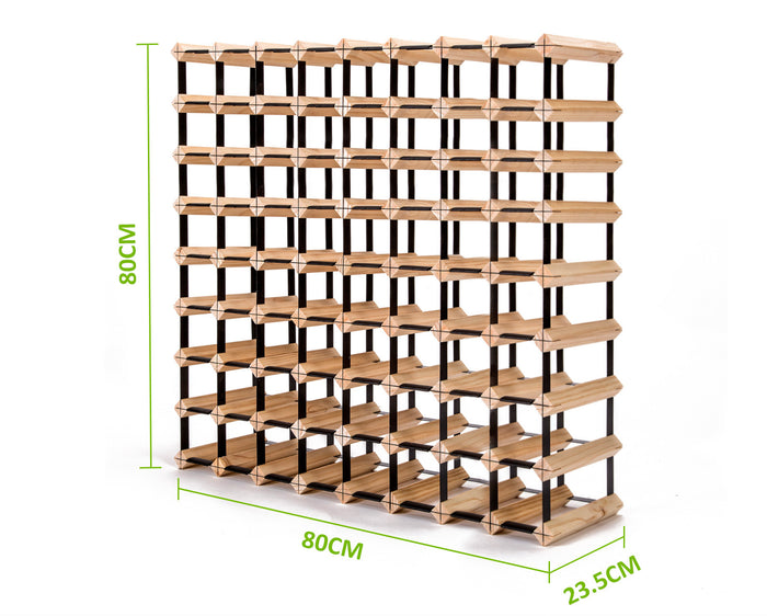 Emperio 72 Bottle Steel & Pine Wood Wine Rack