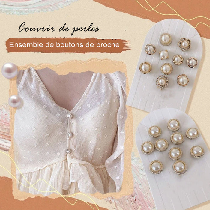 Ensemble de Boutons de Broche de Couverture de Perles (10 pièces) ciaovie