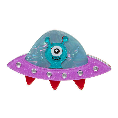 Erstwilder Close Encounter UFO Alien Brooch Pin Front
