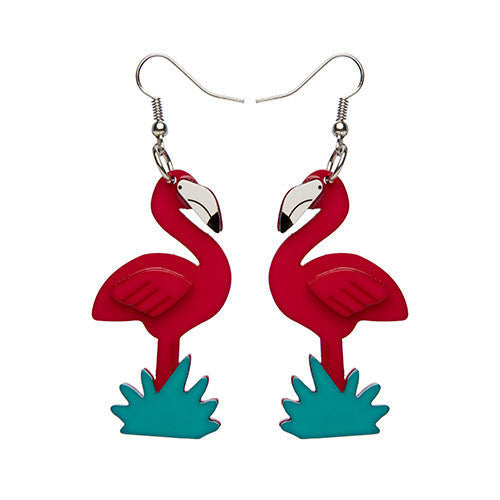 Erstwilder Flamboyant Flamingo Fair Bird Earrings Front