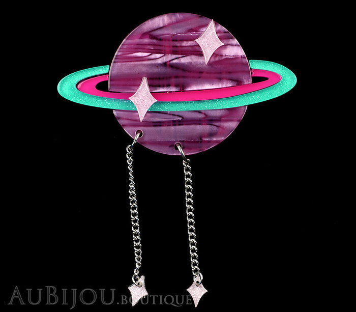 Erstwilder God Of Time Planet Neptune Brooch Pin Front Black