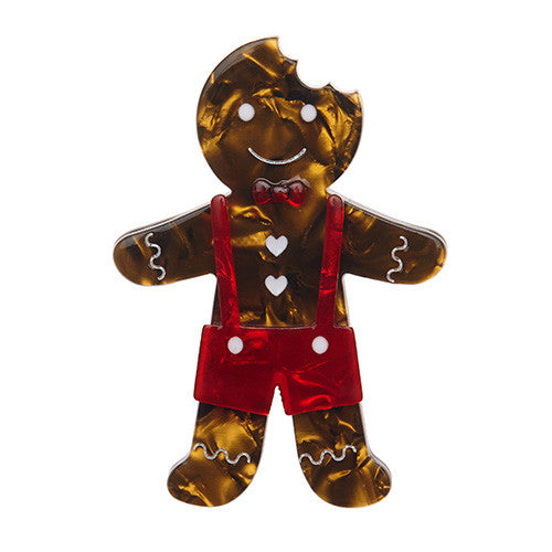 Erstwilder The Bite Before Christmas Gingerbread Man Brooch Pin Front