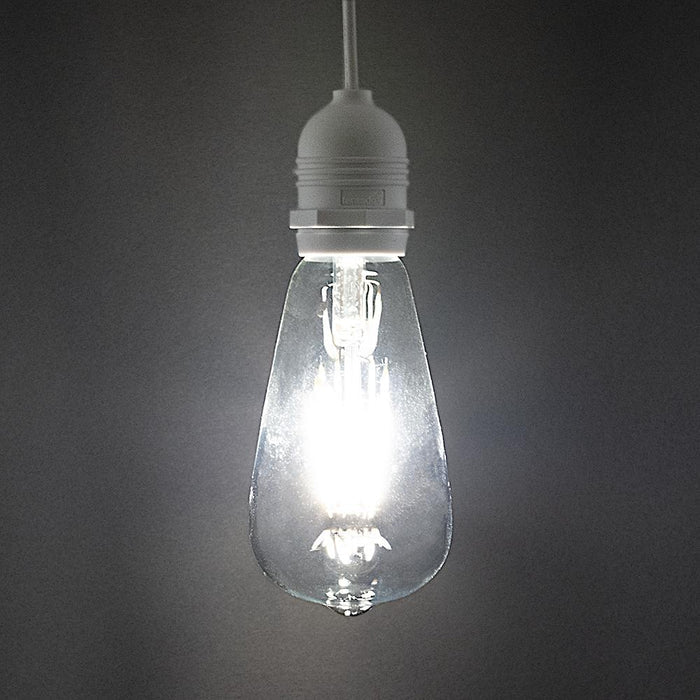 Extra Long 25FT Single Socket White Weatherproof Outdoor Pendant Light Lamp Cord, E26 - Electrical Swag Light Kit