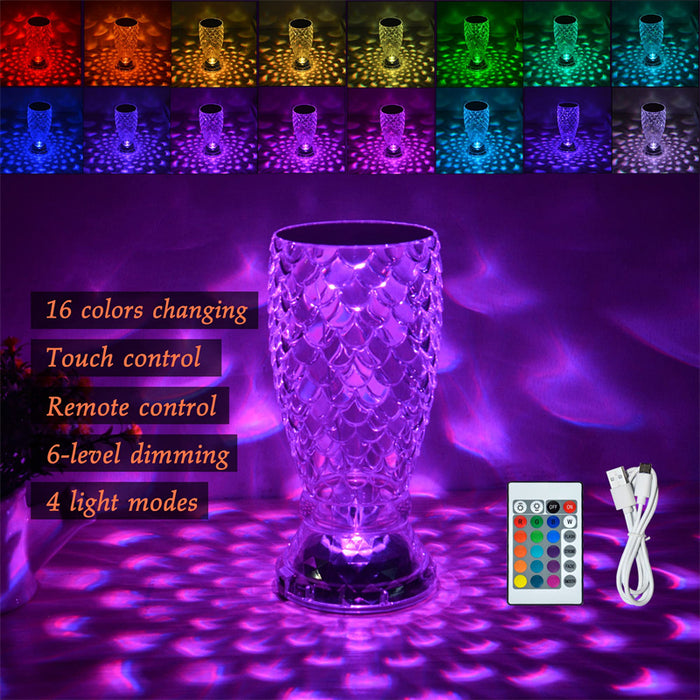 Fish Scale LED Crysta Touch Rechargeable Lamp cjdropshipping