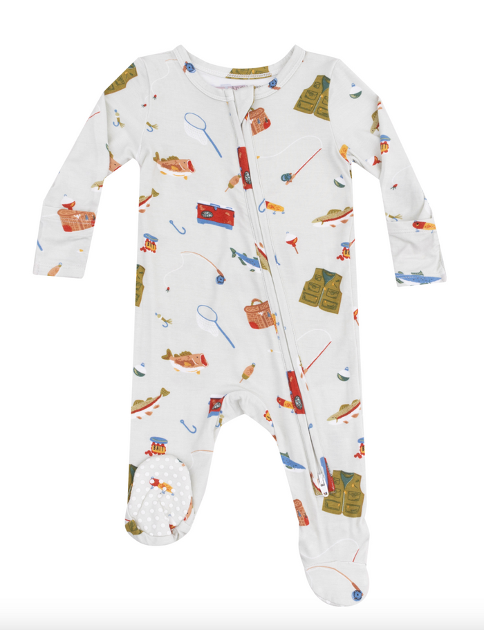 Fishing Things Green 2 Way Zipper Footie
