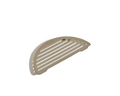 The Fry Deck is a beige, semi-circular slotted rack with "Our Place" engraved on its flat surface, ideal as a frying accessory. Photographed on a white background.